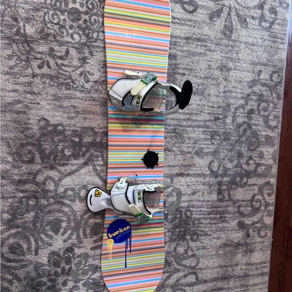 Burton Multicolor Striped Snowboard with Bindings